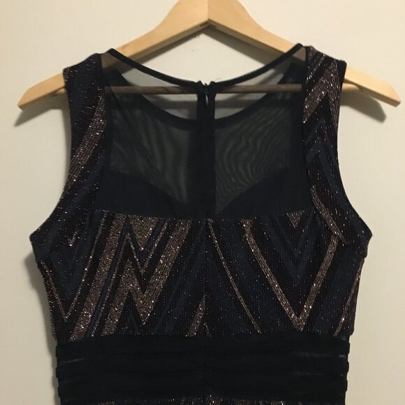 Slinky Sparkly Illusion Neck Side Slit Evening Maxi Costume Dress - Picture 8 of 15